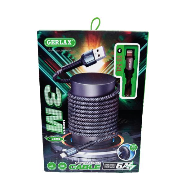 Cable Usb Lightning GD-54L3 Gerlax 3M Gris