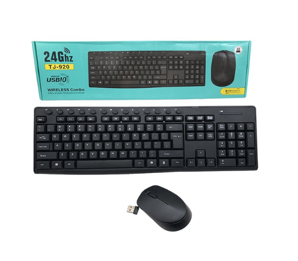Teclado + Mouse Portatil Inalambrico Wifi Color Tj-920 Negro