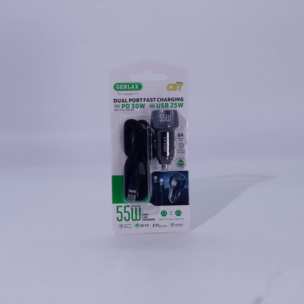 Cargador Cubo Carro C8T Gerlax Tipo C-C Negro