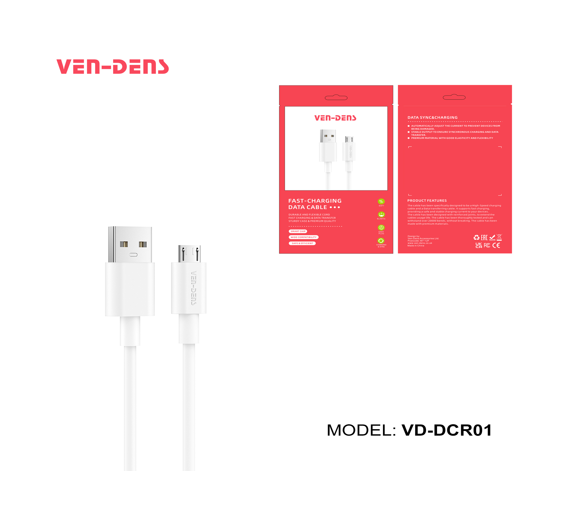 Ven-dens Cable Usb Micro B VD-DCR01 Ven-dens 1M Blanco