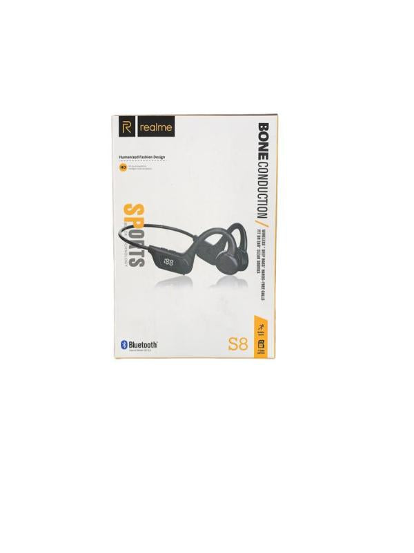 Audifonos Manos Libres Bluetooth Realme S8 Micro SD LCD Real Bass Stereo MP3 Sport Color Negro