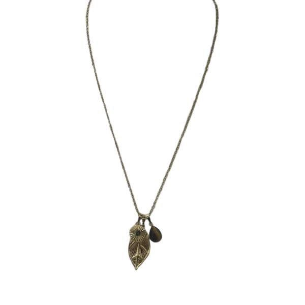 COLLAR DE ACERO DISEÑO HOJA DORADO