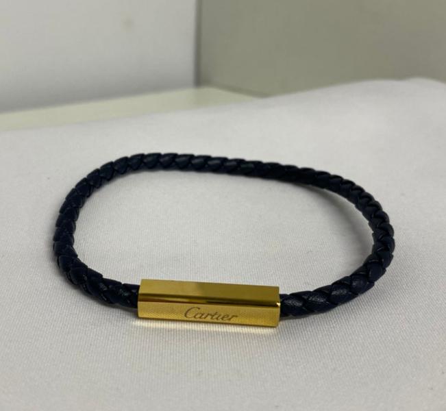 PULSERA DE CUERO CARTIER DORADO