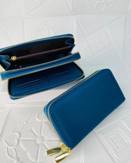 Billetera De Cuero Para Dama 6918 Azul