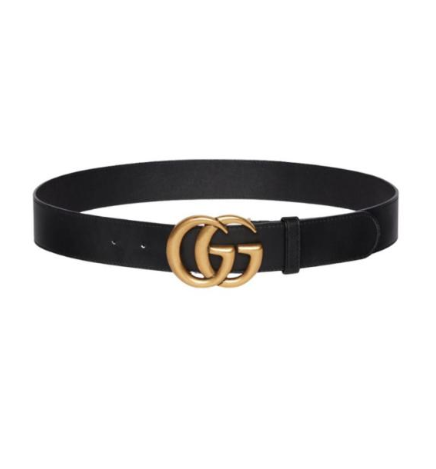 FAJA NEGRA MARCA GUCCI HEBILLA INICIALES GG/GRANDE DORADA
