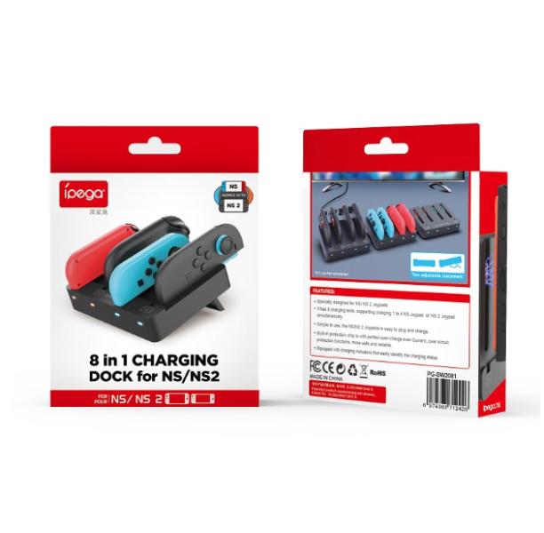 ESTACION DE CARGA PARA JOY CON NINTENDO SWITCH 2 PG-SW2081 IPEGA NEGRO