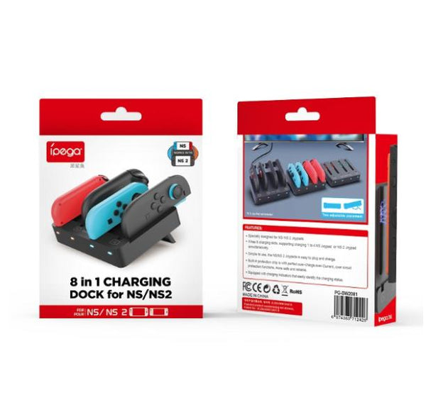 ESTACION DE CARGA PARA JOY CON NINTENDO SWITCH 2 PG-SW2081 IPEGA NEGRO