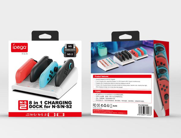 ESTACION DE CARGA PARA JOY CON NINTENDO SWITCH 2 SW2080 IPEGA BLANCO