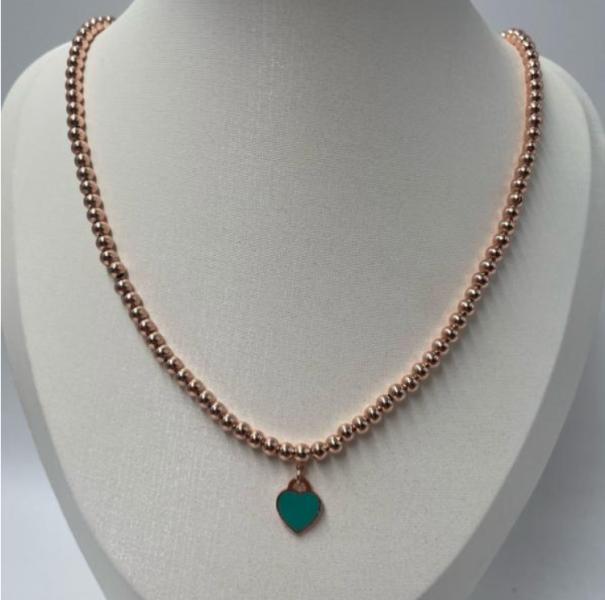 COLLAR TIFFANNY & CO CORAZON VERDE MENTA ORO ROSA