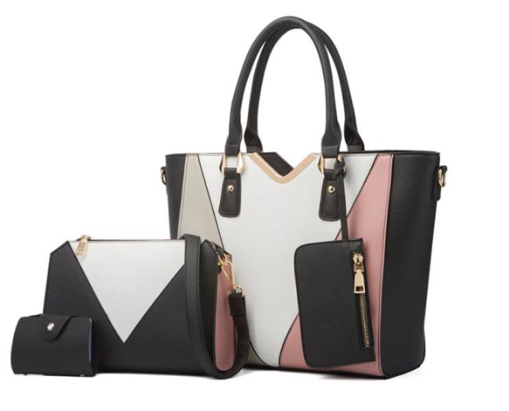 Bolso 3 En 1 Para Dama F20808 Negro Rosa Blanco