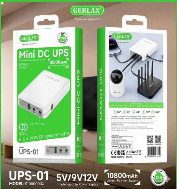 UPS SISTEMA DE ALIMENTACION ININTERRUMPIDA PARA ROUTER UPS-01 GERLAX BLANCO