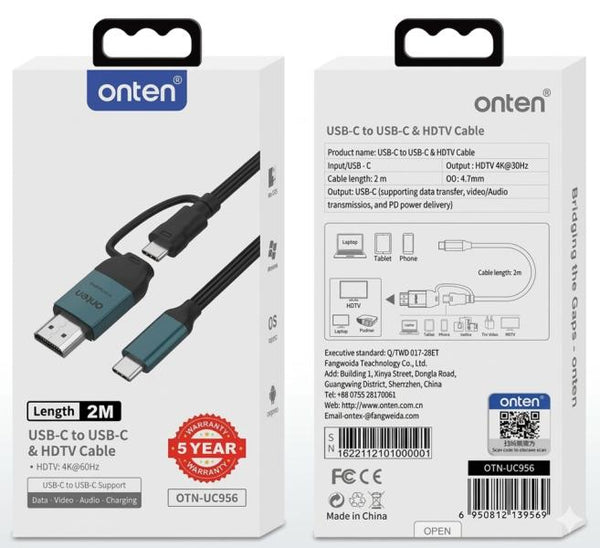 Cable Usb Tipo C A Tipo C Y Hdmi Con Convertidor De Video OTN-UC9