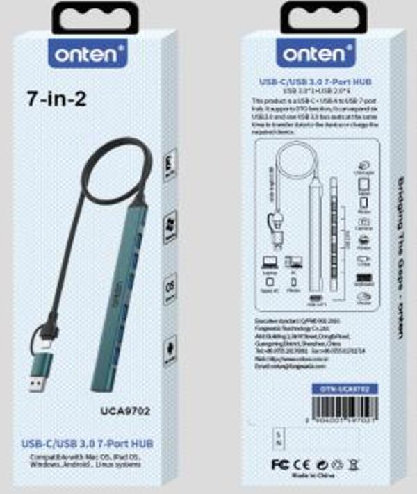 Hub Usb Tipo C Y Usb Tipoa Otn-Uca9702 Onten