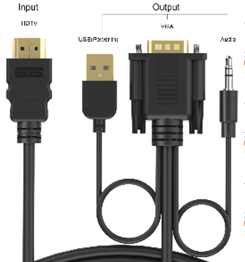 Cable Hdmi A Vga Con Audio 3.5MM Y Alimintacion Pd OTN-5167S Onte
