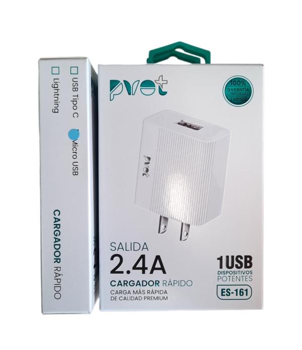Cargador Cubo Casa Es-161M Con Cable Micro V8 Pvot