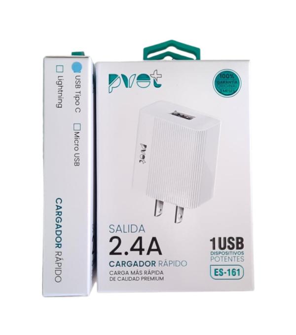 Cargador Cubo Casa Es-161C Con Cable Tipo-C Pvot