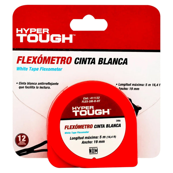 Flexómetro Hyper Tough Cinta Blanca 5 Mt Largo - 1 Ud