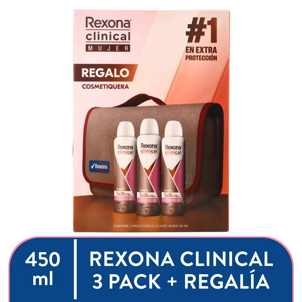 3pk Deo Rexona W Cl Clas 450ml Mas Cosm
