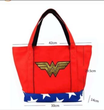 Bolso Playero Mujer Maravilla Logo Rojo