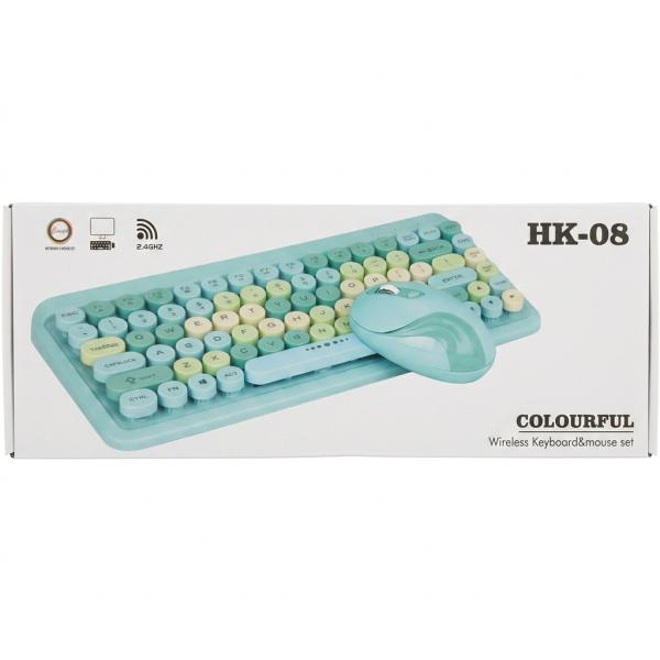 SET TECLADO MOUSE INALAMBRICO HK-08 MORADA