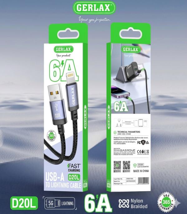 Cable Usb Lightning D20L Gerlax Negro