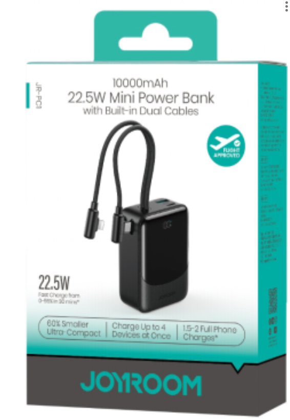 BATERIA EMERGENCIA JR-PC1 22.5W 10000MAH JOYROOM NEGRO
