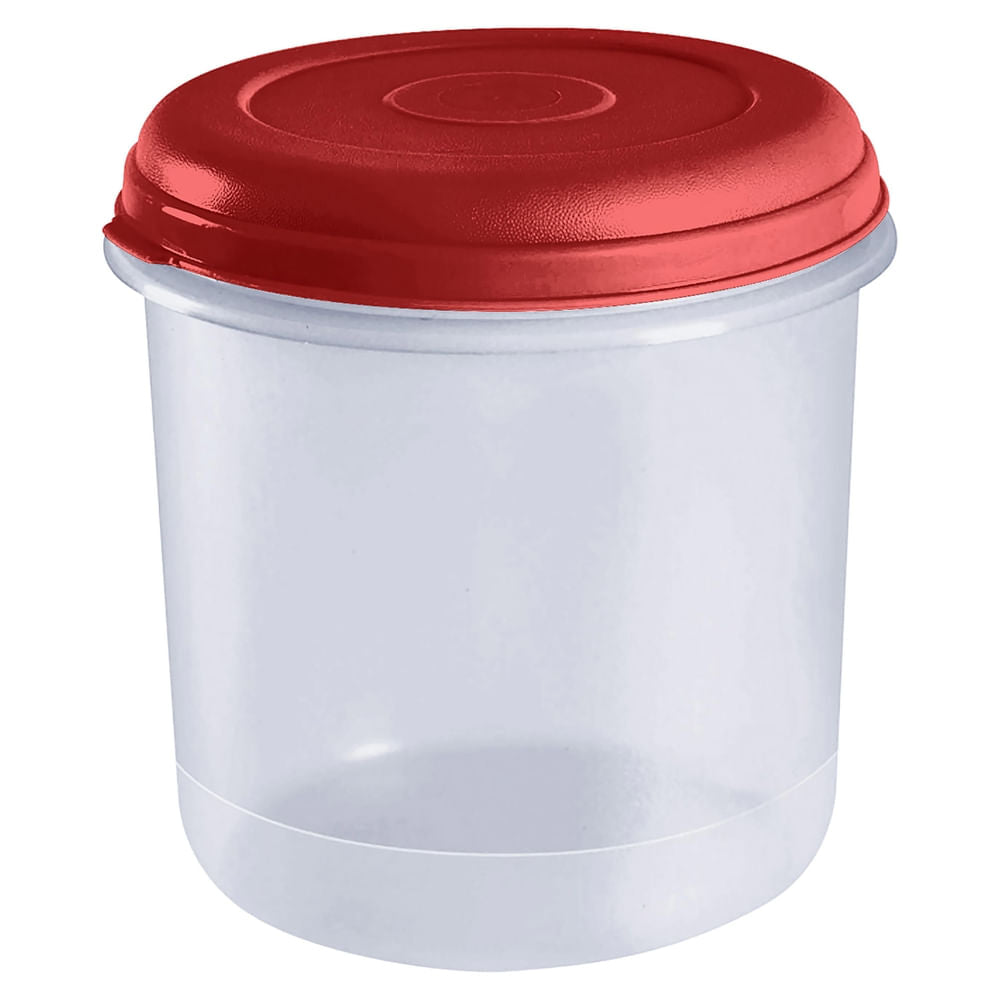 Envase Cilíndrico Guateplast Tapa Roja Capacidad 110 Oz