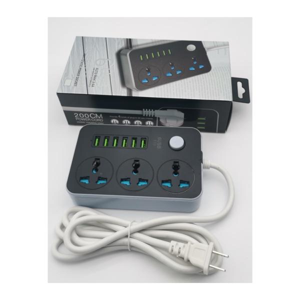 Multiplicador De Tomacorriente Con Puertos Usb Y Adaptador Europeos 3.4A Negro