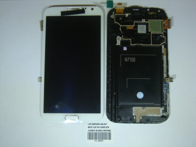 Lcd Pantalla Samsung Galaxy Note 2 Ii N7100 Completa Blanca Con Marco