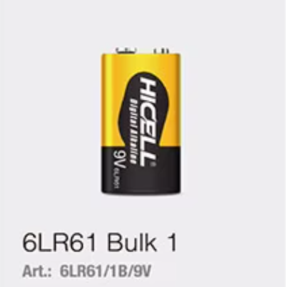 Bateria Alkalina Cuadrada 9V Hicell