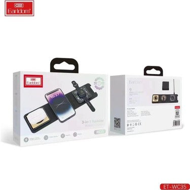 Cargador Inalambrico Plegable Carina Et-Wc35 Earldom Negro