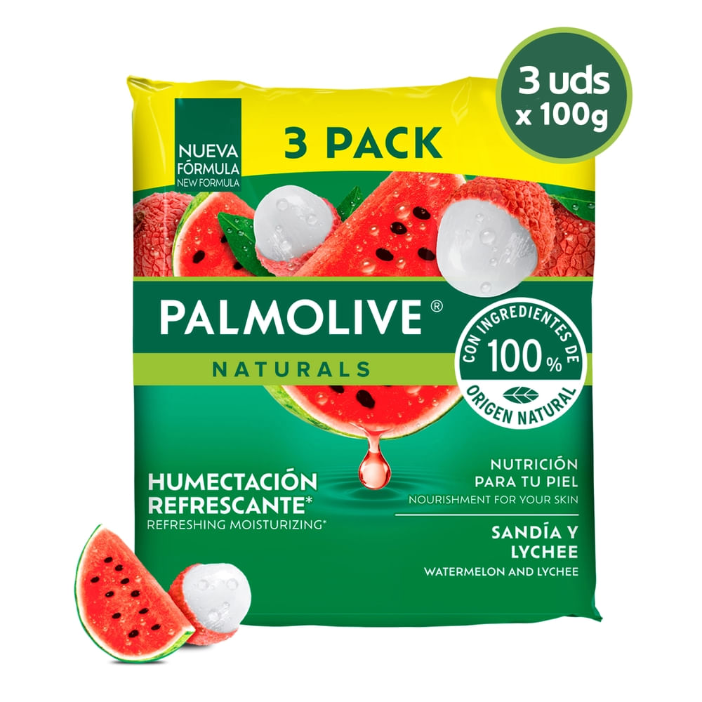 Jabón Corporal Palmolive Naturals, Sandía Y Lychee, 3 Pack -100 G