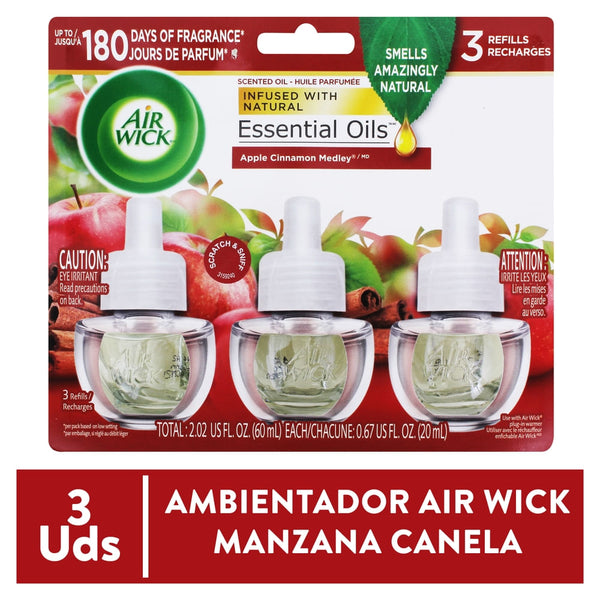 Ambientadores De Repuesto Air Wick Aroma Manzana Y Canela 3 Pack - 60 Ml