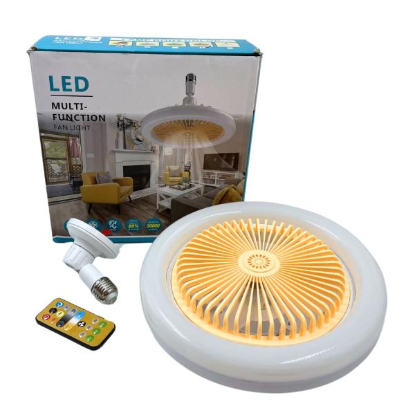 Abanico Ventilador Bombillo Con Control Remoto Caja Blanca Con Turqueza Blanco
