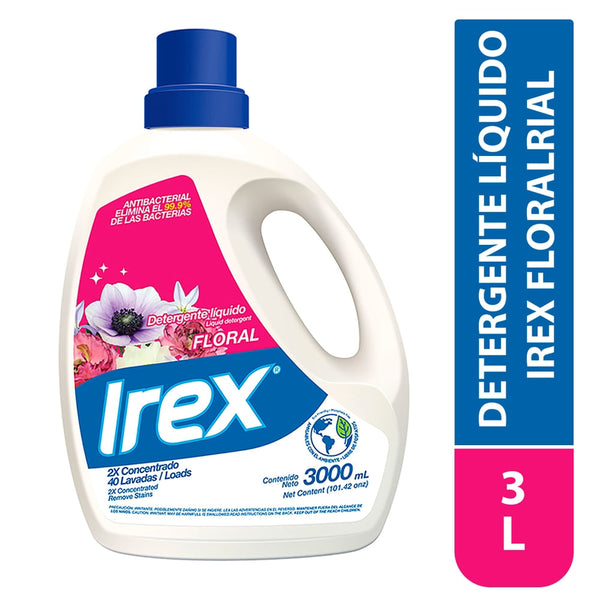 Detergente Líquido Irex Floral, Antibacterial -3lt