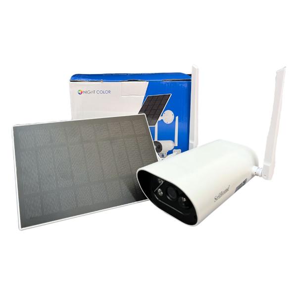 Camara De Vigilancia Tipo Exterior Con Panel Solar Dh003 Blanco