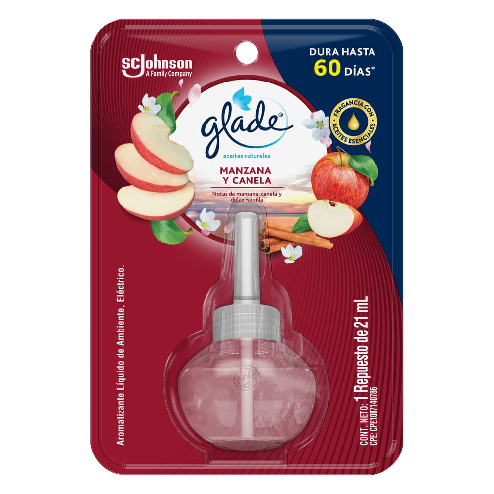Aromatizante Glade Aceites Naturales Repuesto Manzana Canela - 21 Ml