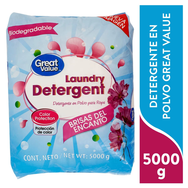 Detergente Great Value En Polvo Aroma Brisas Del Encanto - 5000 G
