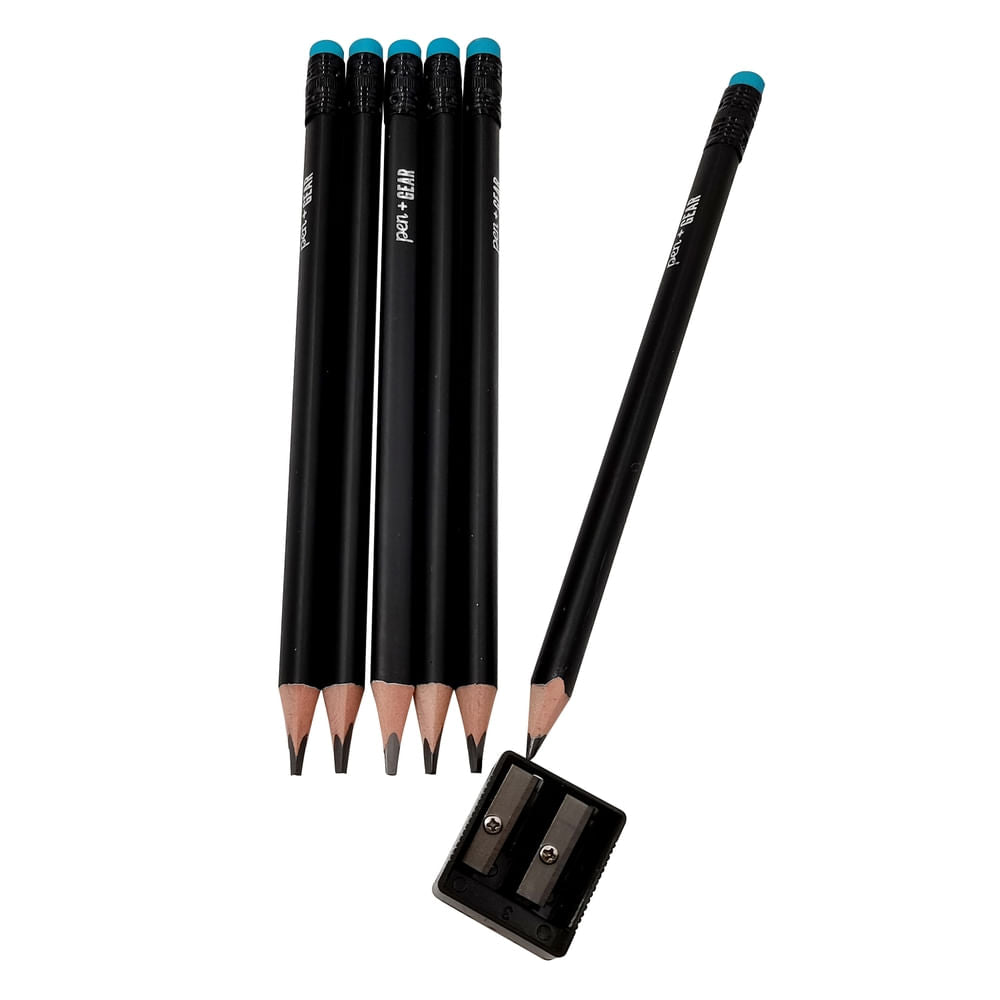 Lápices Pen Gear Grafito Con Tajador -6 Uds