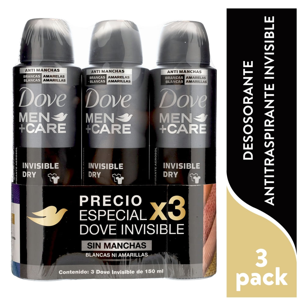 Desodorante Dove Men+care Invisible Dry Aerosol 3 Pack - 150ml