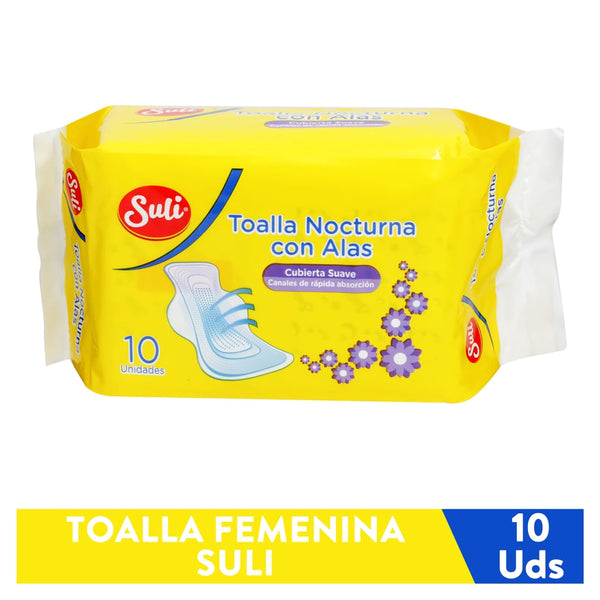 Toalla Femenina Suli Nocturna Con Alas - 10 Unidades