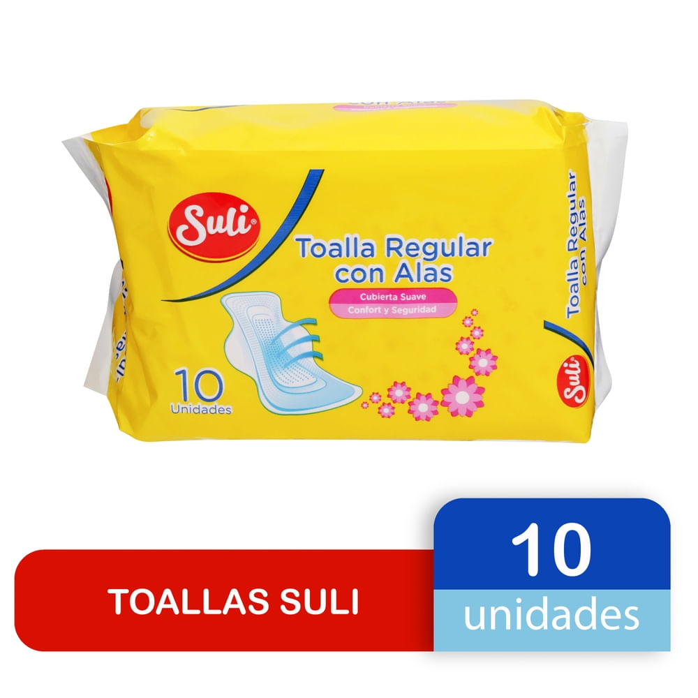 Toalla Femenina Suli Regular Con Alas - 10 Unidades