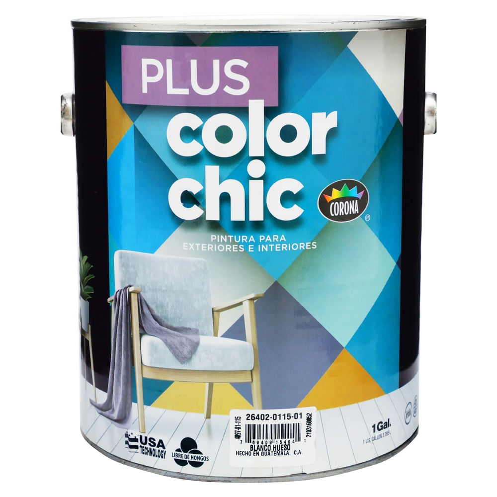 Pintura Latex Color Chic Plus, Para Interiores Color Blanco Hueso - 1 Galón