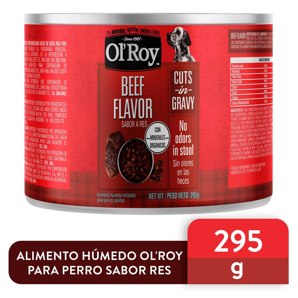 Alimento Olroy Humedo Perro Sabor Res -295 G