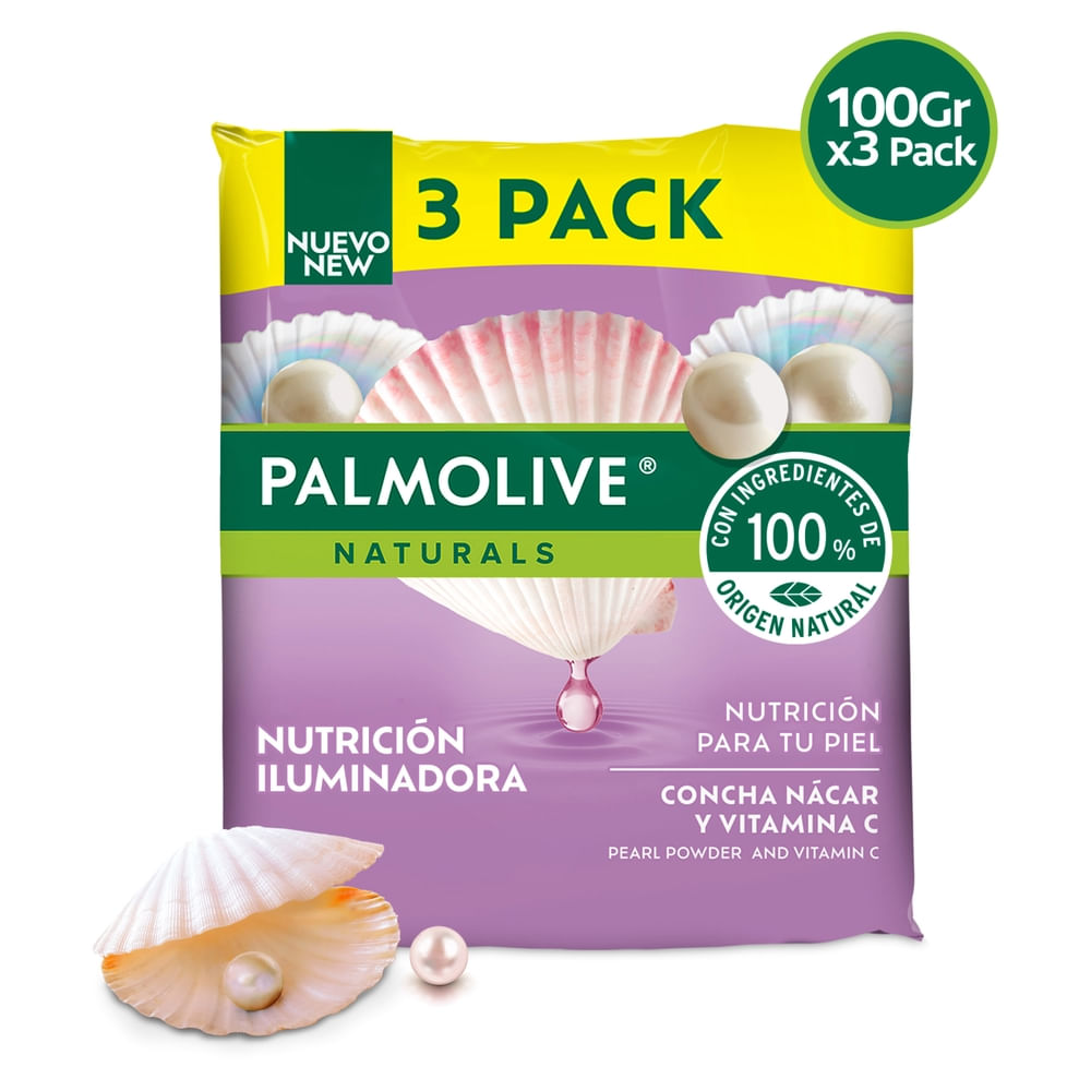 Jabón De Tocador Palmolive Naturals Nutrición Iluminadora Concha Nácar Y Vitamina C 3 Pack - 100 G