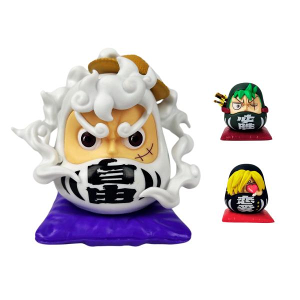 Figura Coleccionable Daruma One Piece – Luffy, Zoro y Sanji (PVC en Caja)