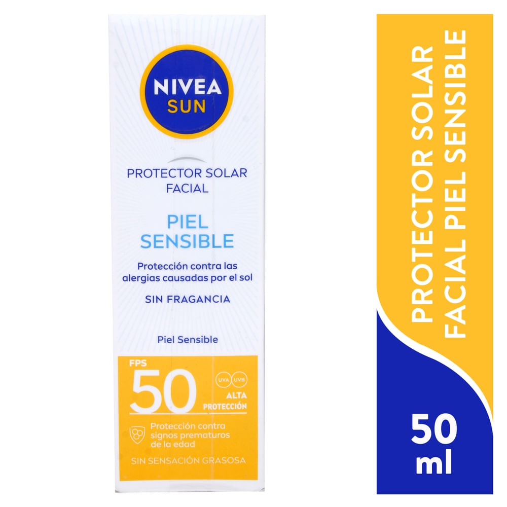Protector Solar Facial Nivea Sun Piel Sensible FPS 50 - 50 Ml