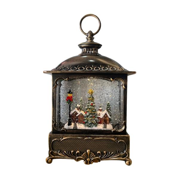 Lámpara Navideña Farol (Efecto Nieve) de Cerámica