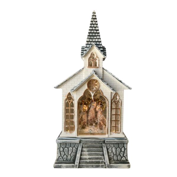 Lámpara Navideña De Catedral Y Angeles