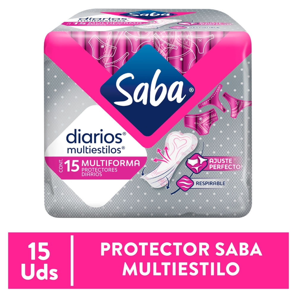 Protectores Diarios Saba Multiestilos Multiforma - 15 Uds